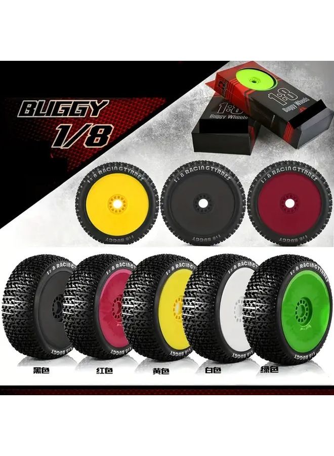 4 قطع خضراء إطارات وعجلات سيارة RC 1/8 مقياس 4WD لطرق التضاريس الوعرة مقاس 17 مم سداسي لـ HSP وHPI وKyosho - Image 3